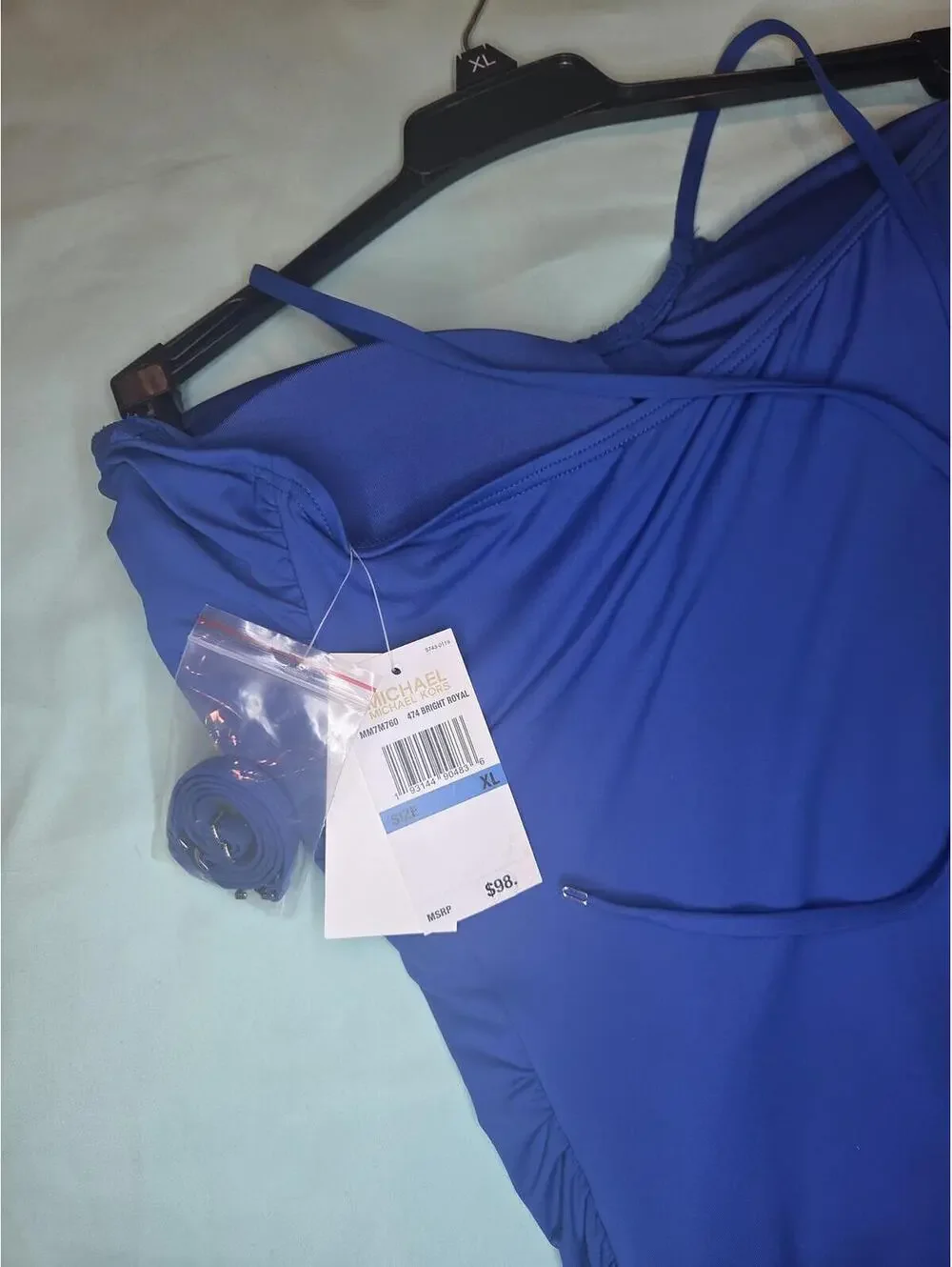 Michael Kors Royal Blue Ruched Swim Top Size XL New With Tags